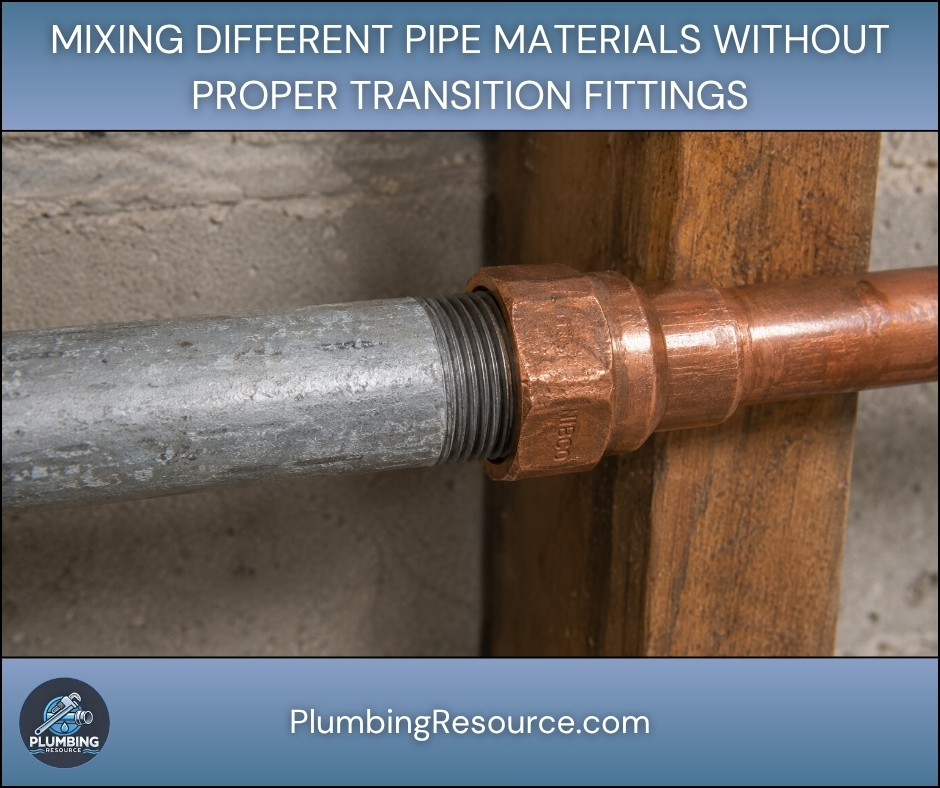 Mixing Different Pipe Materials Without Proper Transition Fittings